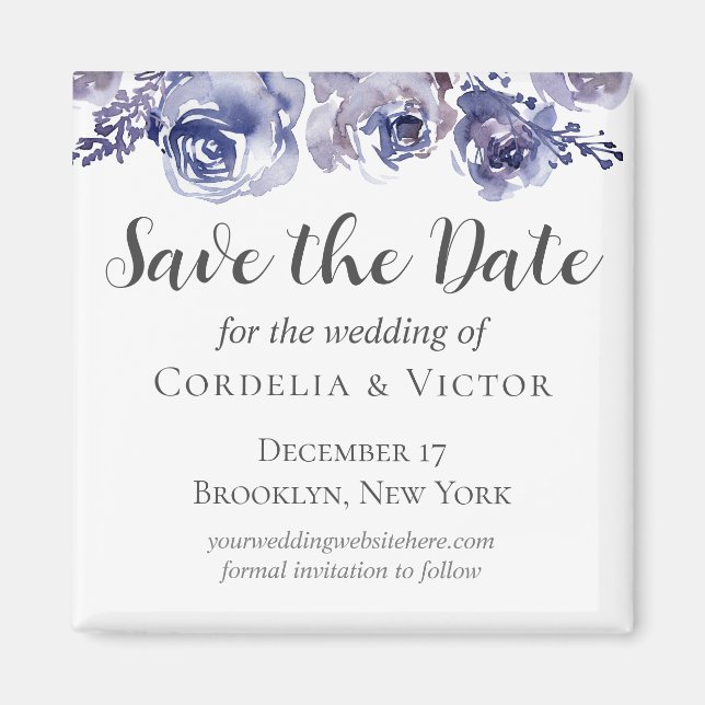 Lila Rose Save the Date Eleganter Blumenwintern Magnet (Vorne)