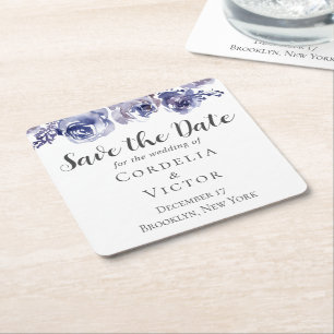 Lila Rose Save the Date Eleganter Blumenwintern Rechteckiger Pappuntersetzer