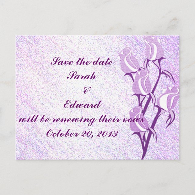 Lila Rose Save the Date Postkarte (Vorderseite)