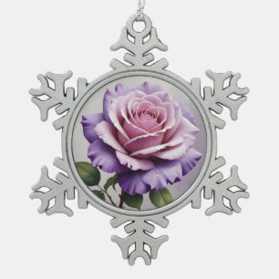 Lila Rose Schneeflocken Zinn-Ornament