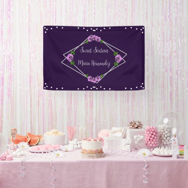 Lila Rose Silver Geometric Sweet 16 Banner (Party)