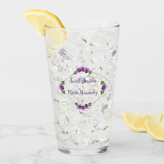 Lila Rose Silver Geometric Sweet 16 Glas (Vorderseite Ice)