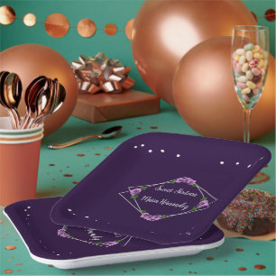Lila Rose Silver Geometric Sweet 16 Pappteller