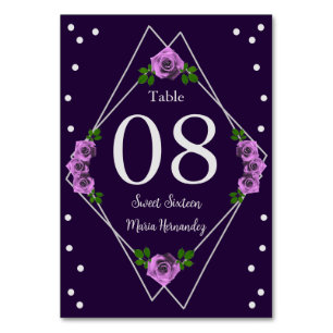 Lila Rose Silver Geometric Sweet 16 Tischnummer
