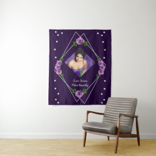 Lila Rose Silver Geometric Sweet 16 Wandteppich