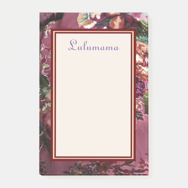 Lila ROSE TONT WULSTIGES SCHNITT-SAMT-Bild Post-it Klebezettel (Vorderseite)