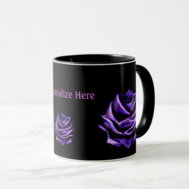 Lila Rose über die Tasse der Black Personalisiert  (VorderseiteRechts)