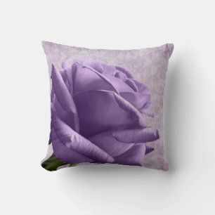 Lila Rose und Damast Blumenkissen Kissen