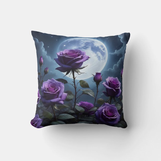 Lila Rose und der Mond Kissen (Vorderseite)