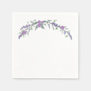 Lila Rose und Eukalyptus Serviette
