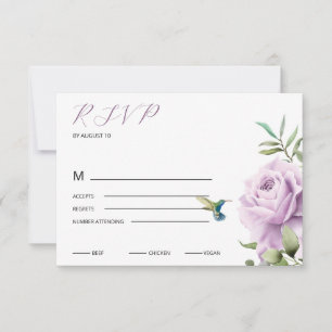 Lila Rose und Hummingbird RSVP Karte