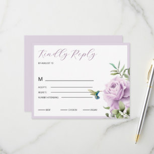 Lila Rose und Kolibri   RSVP Karte