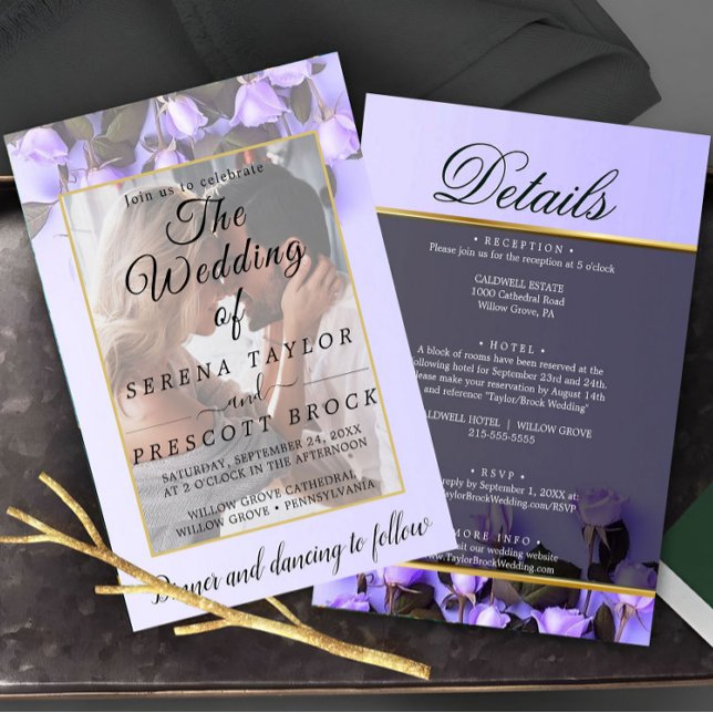 Lila Rose Vellum Overlay Einladung zur Hochzeit (Von Creator hochgeladen)