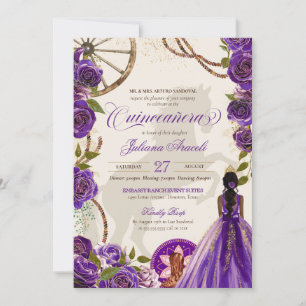 Lila Rose Western Ranch Charro Quinceanera Invi Einladung