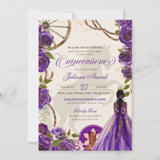 Lila Rose Western Ranch Charro Quinceanera Invi Einladung