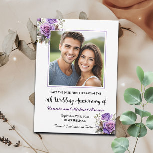 lila Rose zum 5. Jahrestag der Hochzeit Foto Save The Date