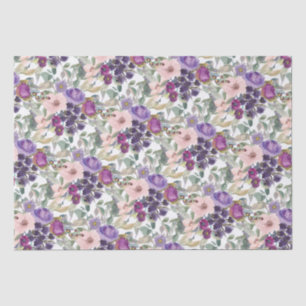 Lila Roséfarbenes Blumenmuster Seidenpapier