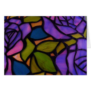 Lila Rosen-beflecktes Glas-Gruß-Anmerkungs-Karte