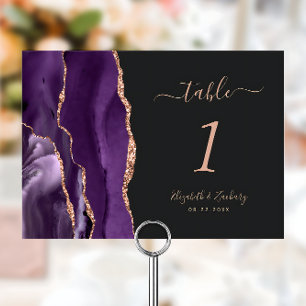 Lila Rosen-Gold-Achat-Dunkle Hochzeit Tischnummer