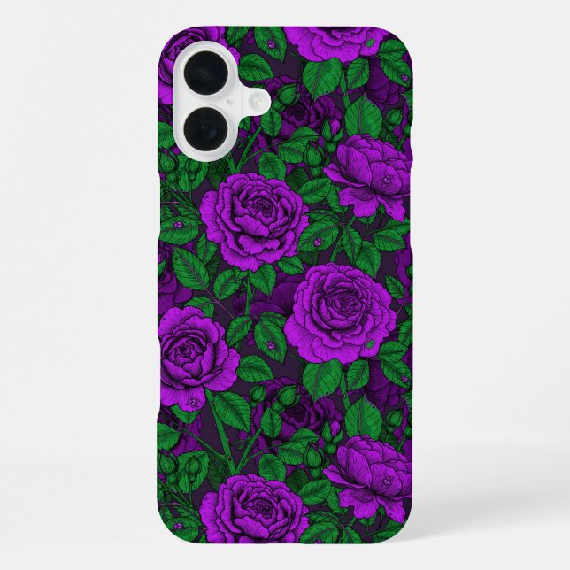 Lila Rosen iPhone 16 Plus Hülle (Rückseite)