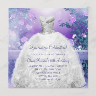 Lila Rosen-Lavendel lila Quinceanera Einladung