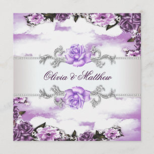 Lila Rosen Lavendel Lila Weiße Wolke Hochzeit Einladung