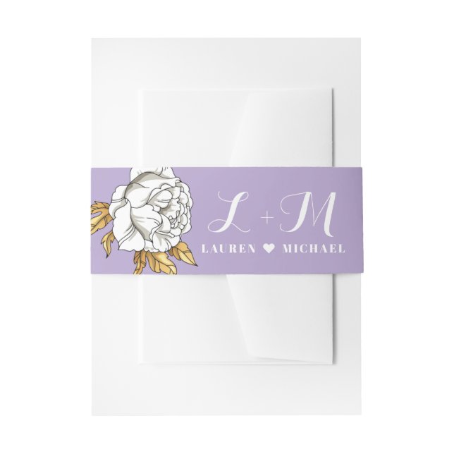 Lila Rosenblütenhochzeit Einladungsbanderole (Vorderseite Beispiel)