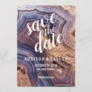 Lila Rosengold Achat geode Veilchens Save the Date