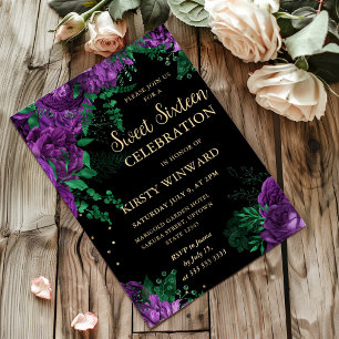 Lila Rosenrand Floral Sweet Sixteen Einladung