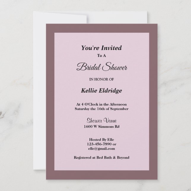 Lila/rot Gerahmte Brautdusche Einladung (Vorderseite)