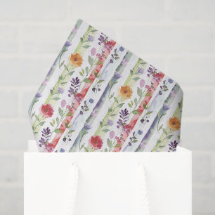 Lila Rot Orange Blumen Streifen Brautparty Seidenpapier