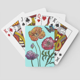 Lila Rotes Orange Mohn Blume Spielkarten Set