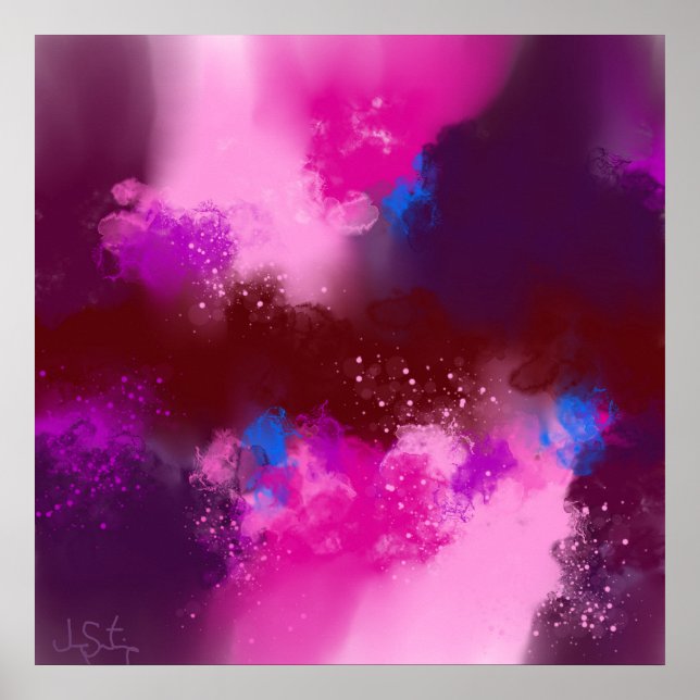 Lila Rotes Violet Magenta Abstraktes Kunstmuseum Poster (Vorne)