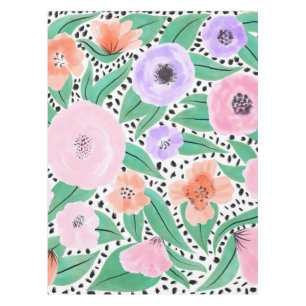 Lila Rotfloralpolka Dots Wasserfarbmuster Tischdecke