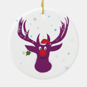 Lila Rotwild-Weihnachtsneues Jahr-Kreis-Verzierung Keramik Ornament