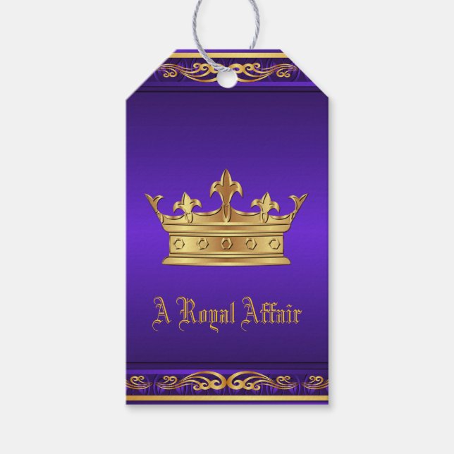 Lila Royal Crown Party Geschenkanhänger (Vorderseite)