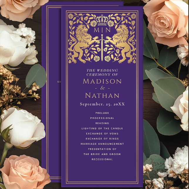 Lila Royal Lion Mittelalterliches Hochzeitsprogram Programm (Von Creator hochgeladen)