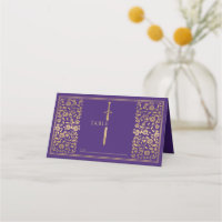 Lila Royal Medieval Sword Wedding Platzkarte