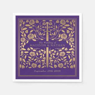Lila Royal Mittelalterliche Goldschwerthochzeit Serviette