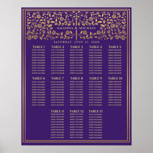 Lila Royal Mittelalterliche Hochzeitskarte Poster
