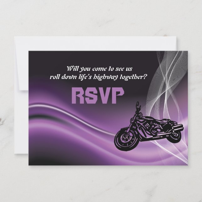 Lila RSVP-Antwortkarte für Rennradfahrer Einladung (Vorderseite)