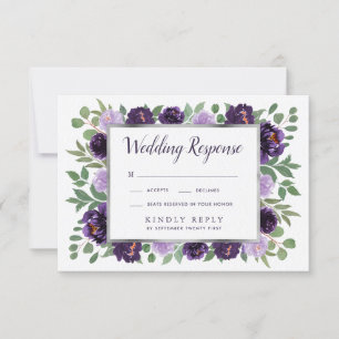 Lila RSVP-Karten für Hochzeiten von Silberflorwass RSVP Karte