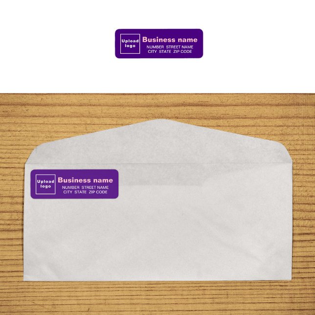 Lila Rücksendeadresse (Purple business return address label on envelope)