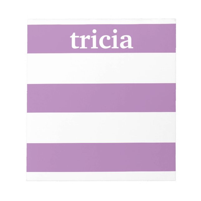 Lila Rugby Stripes Personalisiert Notizblock (Vorderseite)