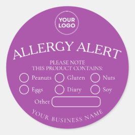 Lila, runder White Food Allergy-Warnhinweis Aufkleber