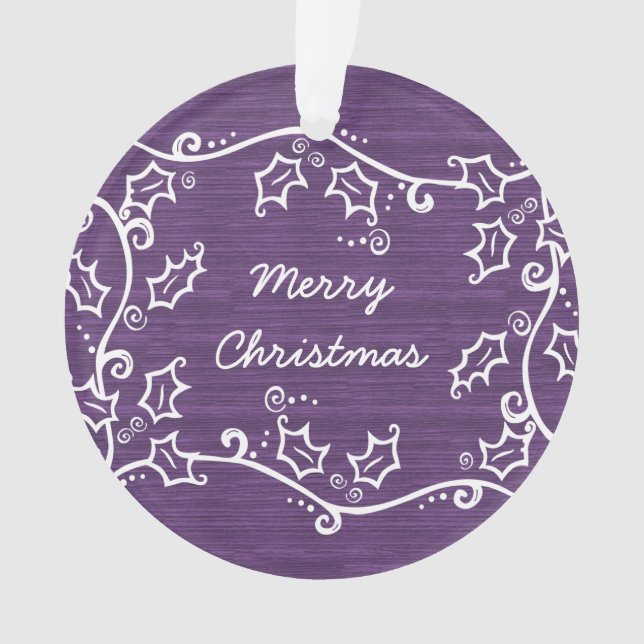 Lila rustikale Holly-Akrylverzierung Ornament (Vorderseite)