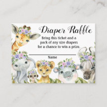 Lila Safari-Baby-Party-Windel-Raffel-Ticket