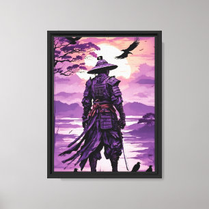 Lila Samurai Sunset - Epischer japanischer Krieger Leinwanddruck