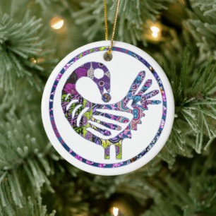 Lila Sankofa Bird Keramik Ornament