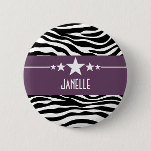 Lila Sassy Star Zebra Button